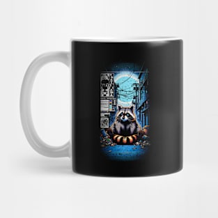 Midnight Bandit: A Raccoon's Urban Oasis Mug